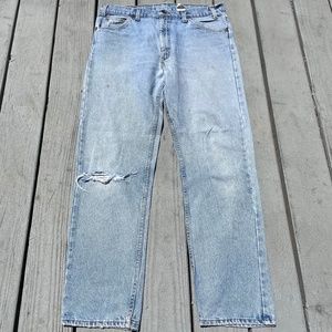 1990s Orange Tab Levis Distressed Faded Blue 505 (34x30)